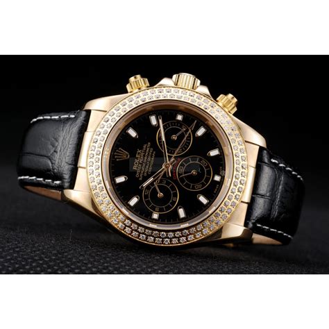 rolex daytona gold case crystal studded bezel black dial replica|rolex daytona identification.